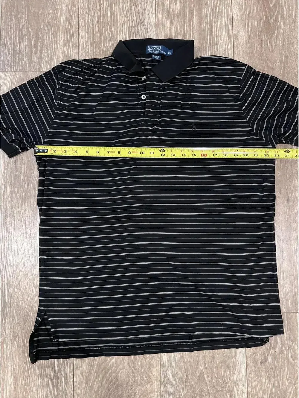 Ralph Lauren Men's Polo Shirt Black with White Pinstripes XL